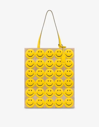 Bolso shopper en ante con Smiley® estampado por toda la superficie