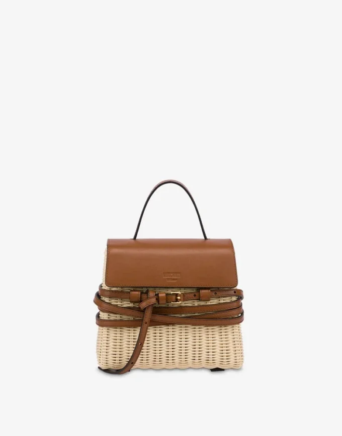 Bolso Tie Me de Moschino en ratán Pequeño Bolso Tie Me de Moschino en ratán Pequeño