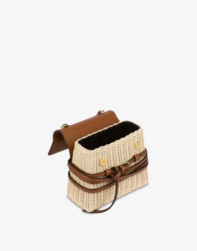 Bolso Tie Me de Moschino en ratán Pequeño Bolso Tie Me de Moschino en ratán Pequeño