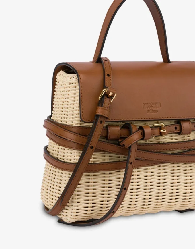 Bolso Tie Me de Moschino en ratán Pequeño Bolso Tie Me de Moschino en ratán Pequeño