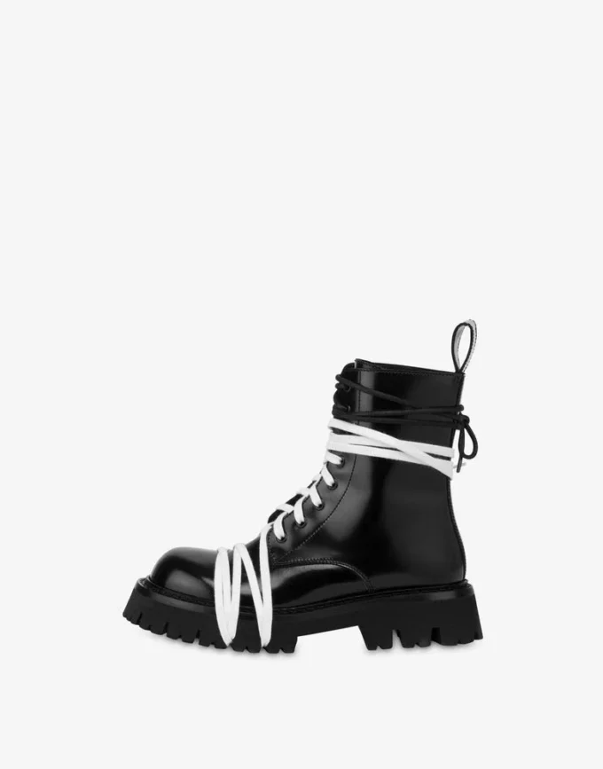 Botas moteras de piel de becerro cepillada