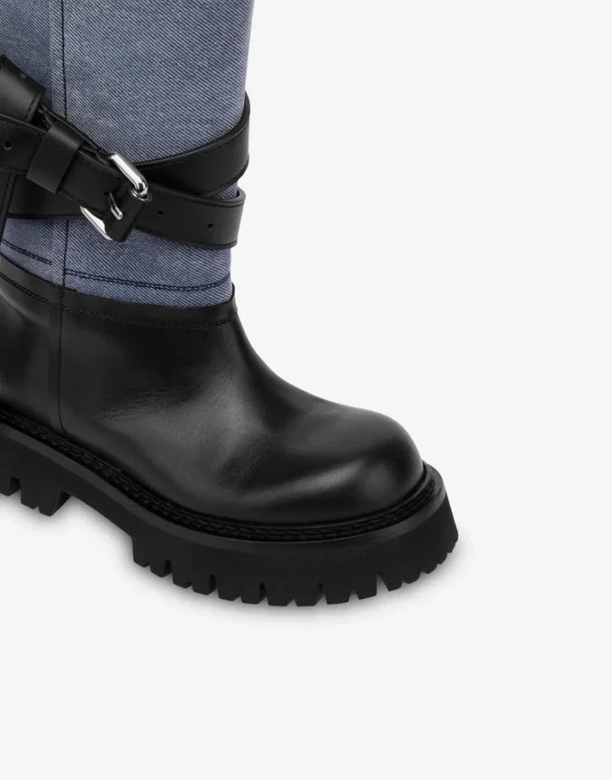 Botines de denim y piel de becerro