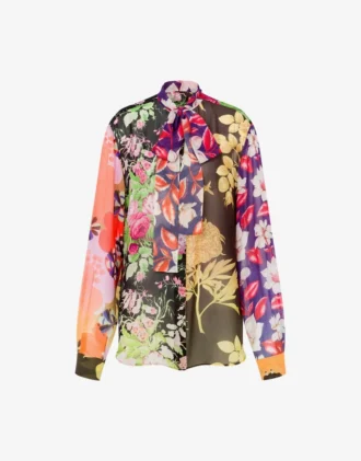 Camisa de georgette de seda estampada