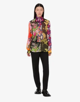 Camisa de georgette de seda estampada