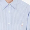 Camisa de popelín a rayas Bordado de ganso Camisa de popelín a rayas Bordado de ganso