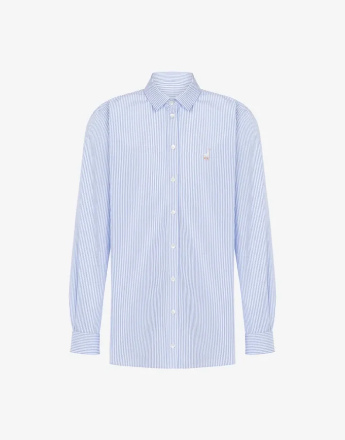 Camisa de popelín Bordado de ganso