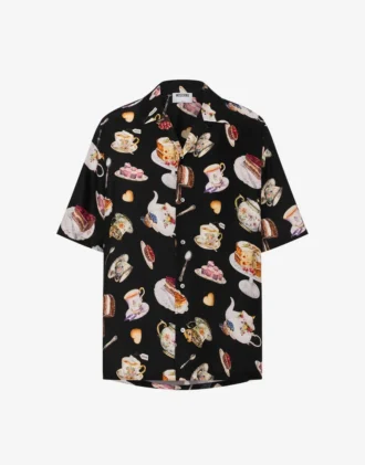 Camisa de satén de seda estampada