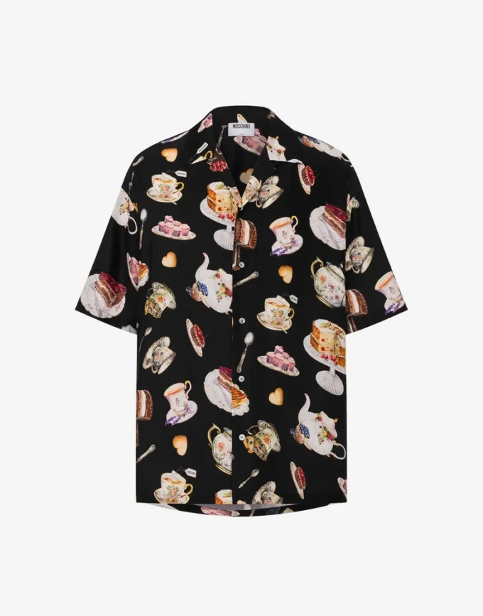 Camisa de satén de seda estampada