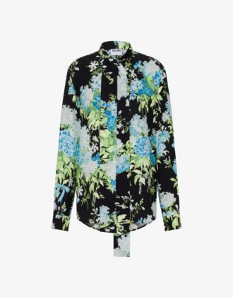 Camisa de satén de seda estampada