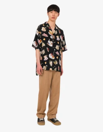 Camisa de satén de seda estampada