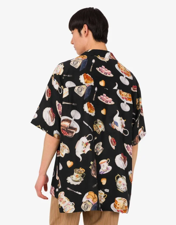Camisa de satén de seda estampada