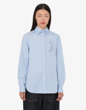 Camisa estampada de popelín de algodón elástico
