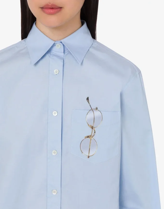 Camisa estampada de popelín de algodón elástico Camisa estampada de popelín de algodón elástico