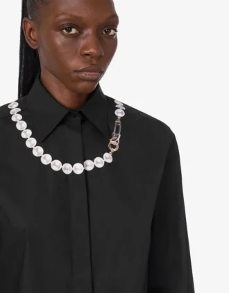 Camisa estampada de popelín de algodón elástico
