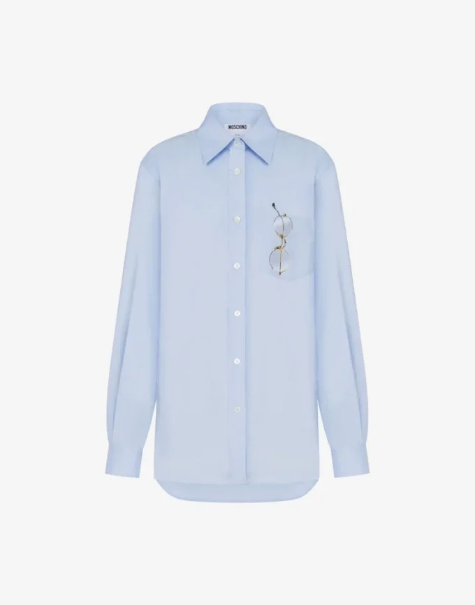 Camisa estampada de popelín de algodón elástico Camisa estampada de popelín de algodón elástico