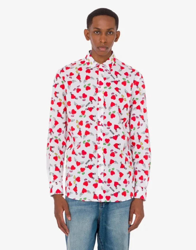 Camisa ligera de popelín de algodón con estampado