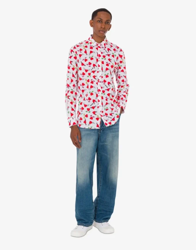 Camisa ligera de popelín de algodón con estampado
