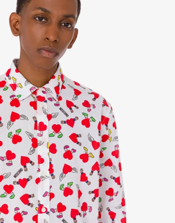 Camisa ligera de popelín de algodón con estampado