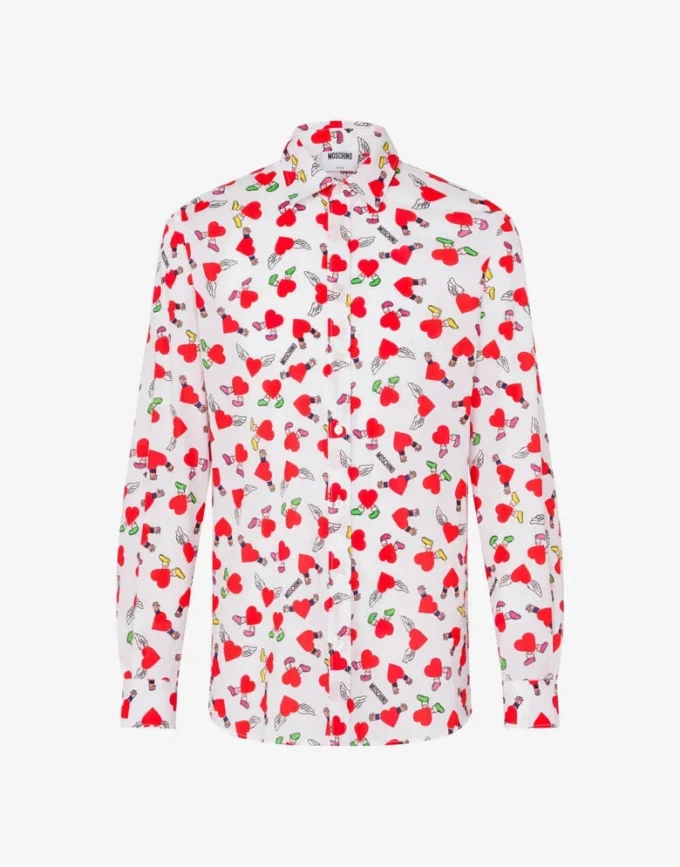Camisa ligera de popelín de algodón con estampado