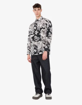 Camisa ligera de popelín de algodón con estampado de gansos