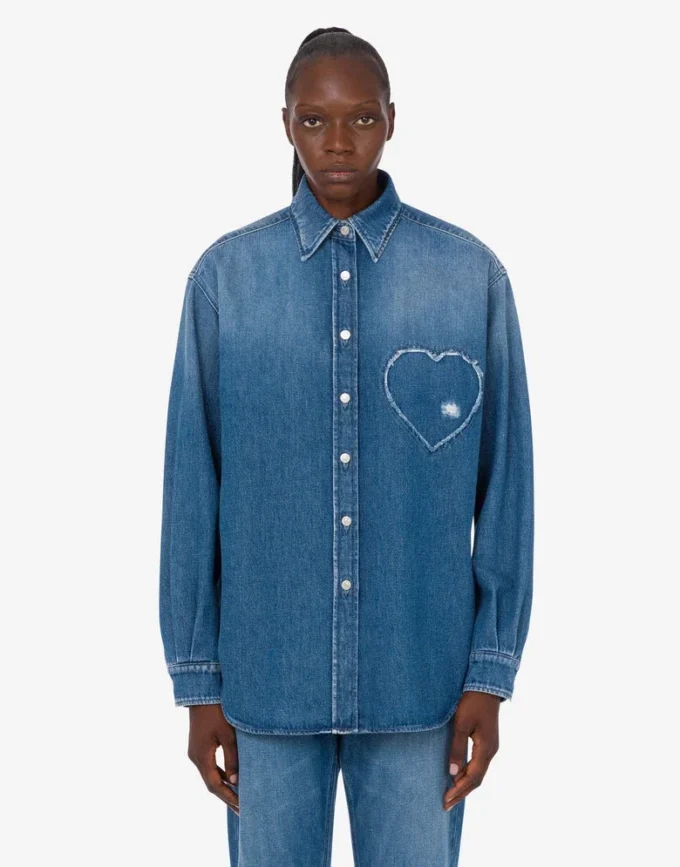Camisa vaquera de algodón azul Camisa vaquera de algodón azul
