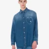 Camisa vaquera de algodón azul