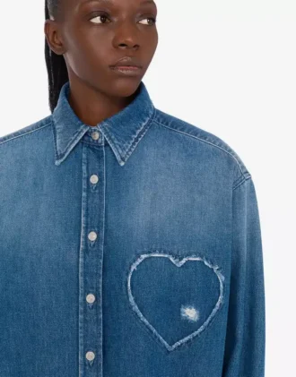 Camisa vaquera de algodón azul