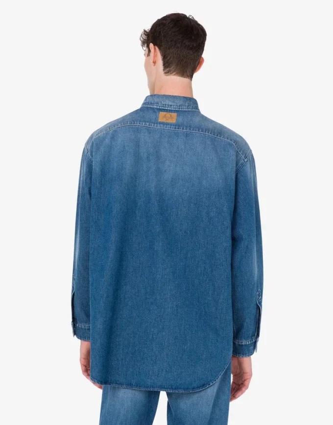 Camisa vaquera de algodón azul