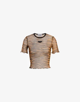 Camiseta corta de tul estampada
