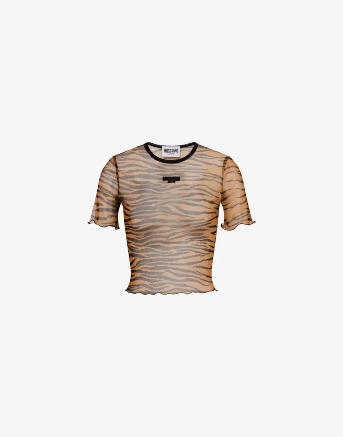 Camiseta corta de tul estampada