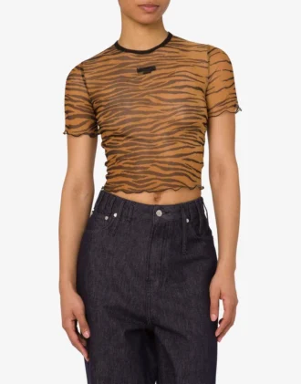 Camiseta corta de tul estampada