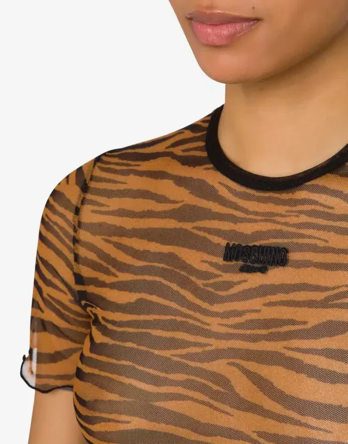 Camiseta corta de tul estampada