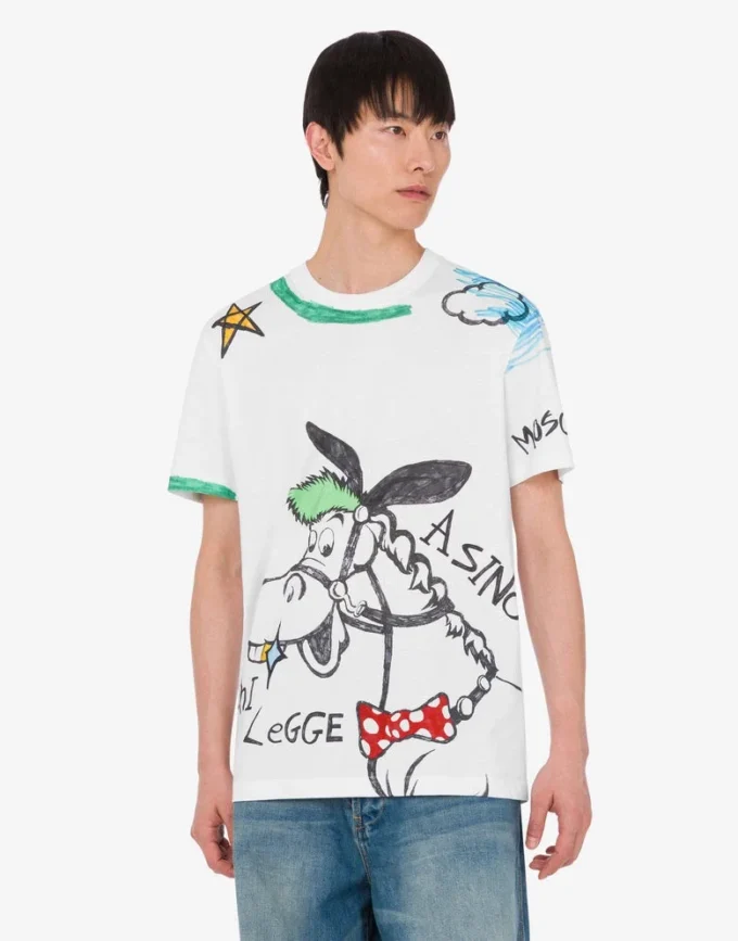 Camiseta de jersey de algodón orgánico estampada