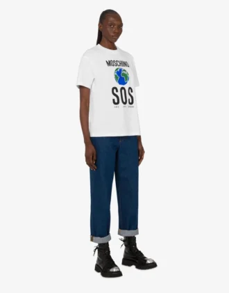 Camiseta de jersey de algodón orgánico estampada