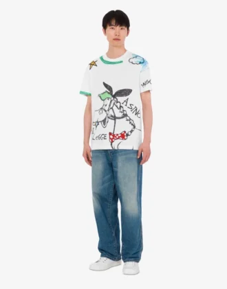 Camiseta de jersey de algodón orgánico estampada