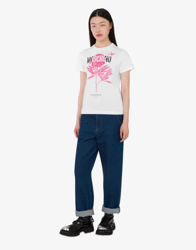 Camiseta de jersey de algodón orgánico estampada