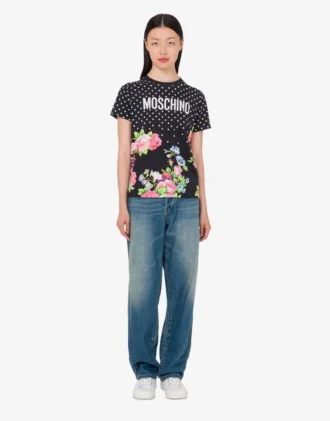 Camiseta de jersey de algodón orgánico estampada