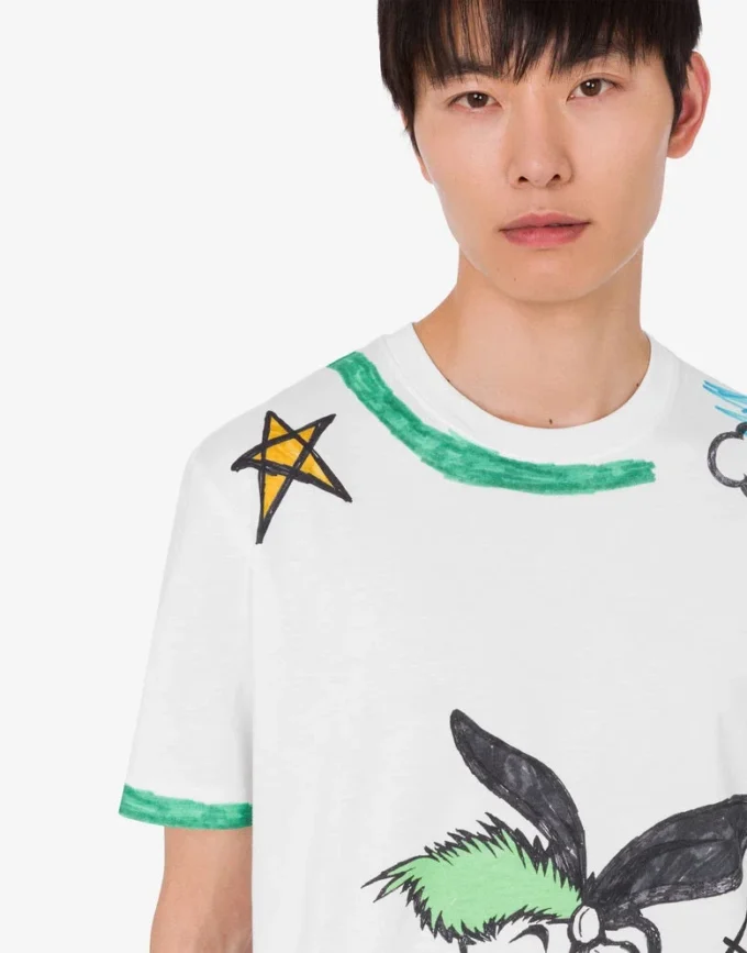 Camiseta de jersey de algodón orgánico estampada