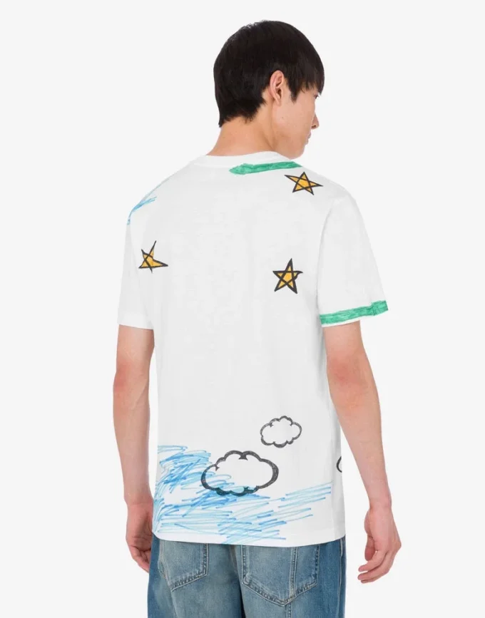 Camiseta de jersey de algodón orgánico estampada
