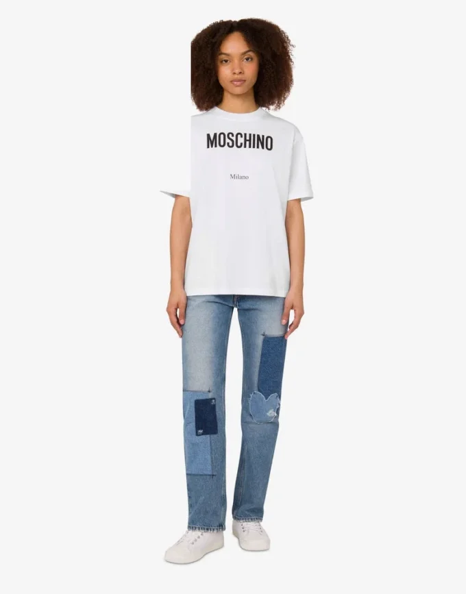 Camiseta de jersey de algodón orgánico estampada