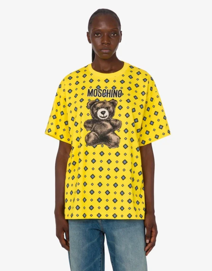 Camiseta de jersey de algodón orgánico Moschino Teddy Bear Camiseta de jersey de algodón orgánico Moschino Teddy Bear