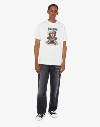 Camiseta de jersey de algodón orgánico Moschino Teddy Bear