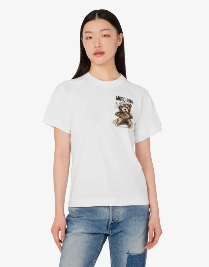 Camiseta de jersey de algodón orgánico Moschino Teddy Bear