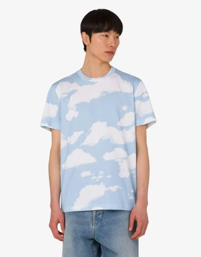 Camiseta de jersey de algodón orgánico Nubes de archivo Camiseta de jersey de algodón orgánico Nubes de archivo