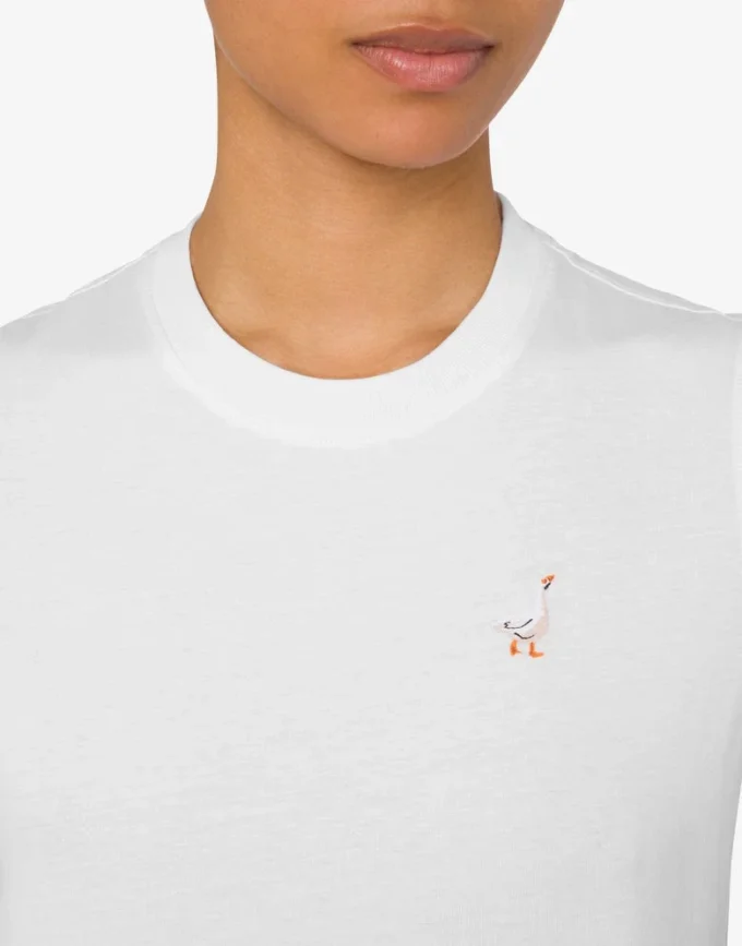 Camiseta de jersey orgánico Bordado de ganso