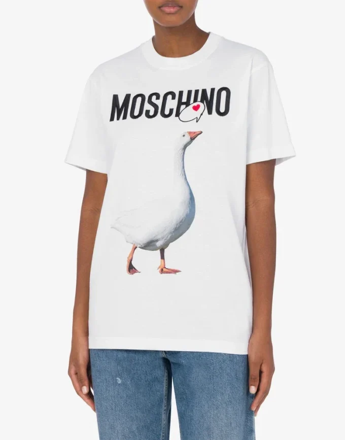 Camiseta de jersey orgánico con estampado de ganso Camiseta de jersey orgánico con estampado de ganso