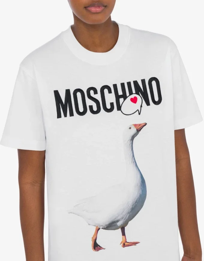 Camiseta de jersey orgánico con estampado de ganso Camiseta de jersey orgánico con estampado de ganso