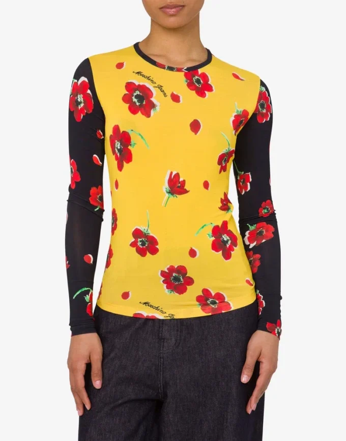 Camiseta estampada de jersey elástico