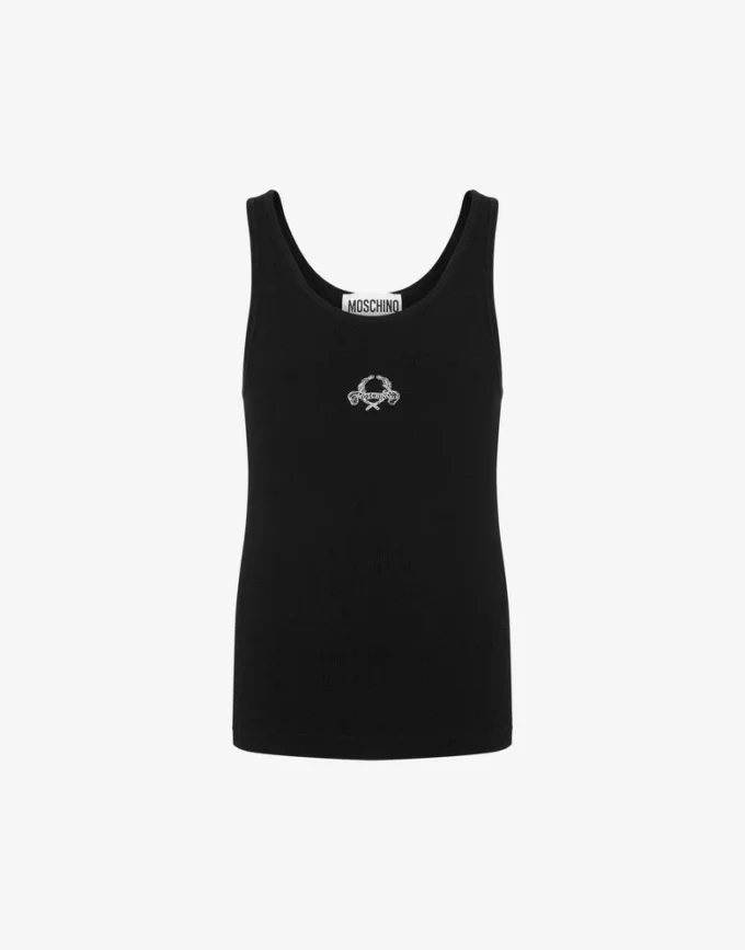 Camiseta sin mangas con bordado de corona de laurel
