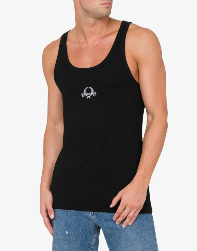 Camiseta sin mangas con bordado de corona de laurel